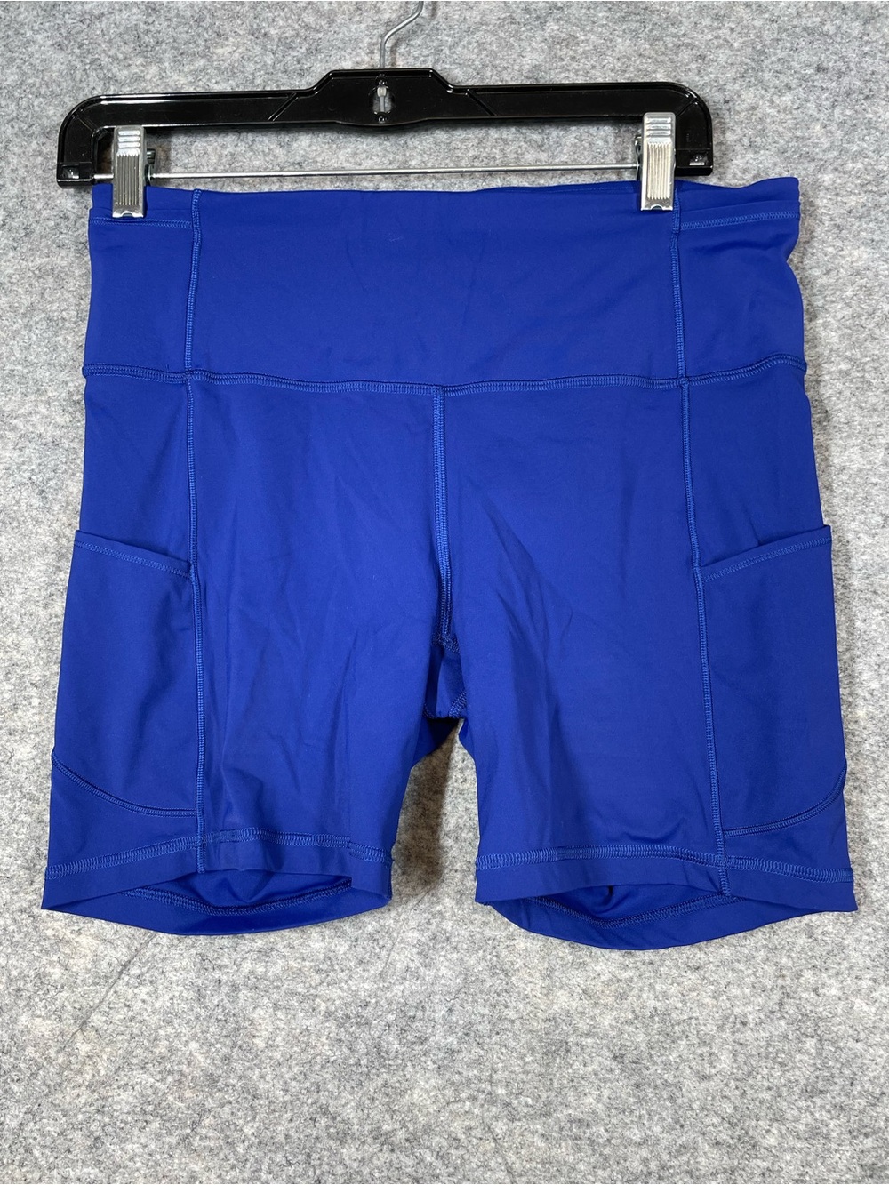 Lululemon Cobalt Blue Biker Shorts Stretch High Rise Size 10 Athleisure Hiking
